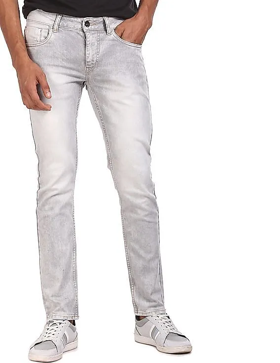 Flying Machine Men Grey Stone Wash Michael Slim Tapered Fit Jeans