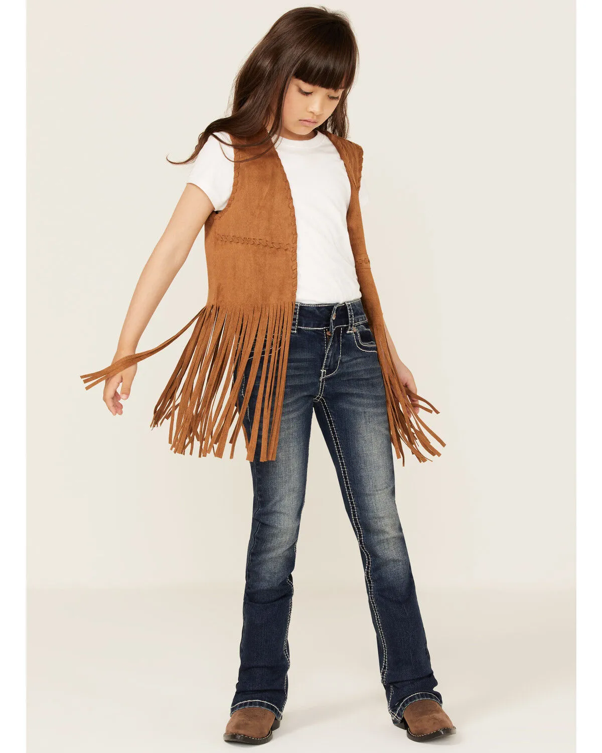 Fornia Little Girls' Fringe Faux Suede Vest