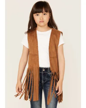 Fornia Little Girls' Fringe Faux Suede Vest