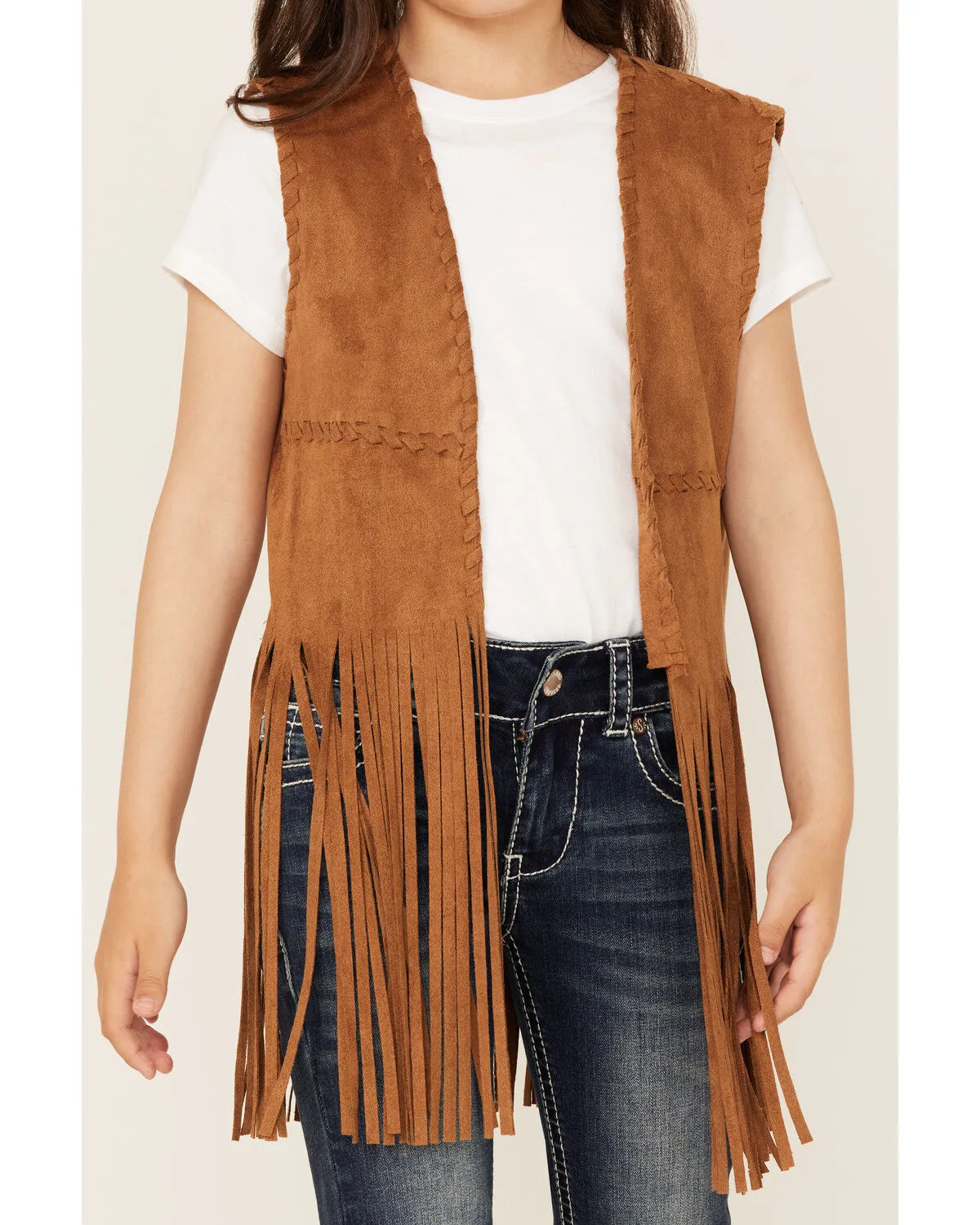 Fornia Little Girls' Fringe Faux Suede Vest