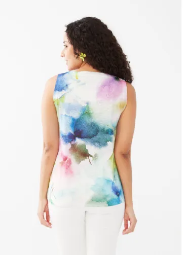 French Dressing Sleeveless Jersey Top | Watercolour