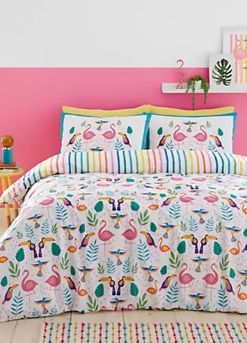 Fusion Tropical Flamingo Reversible Duvet Cover Set | Kaleidoscope