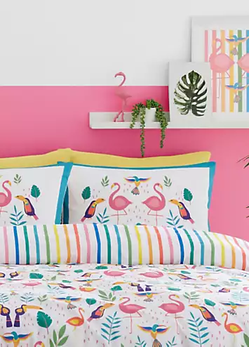 Fusion Tropical Flamingo Reversible Duvet Cover Set | Kaleidoscope