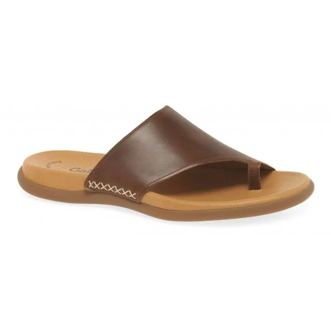 Gabor  Womens 700.24 Lanzarote Peanut Leather Toe-Loop Mules