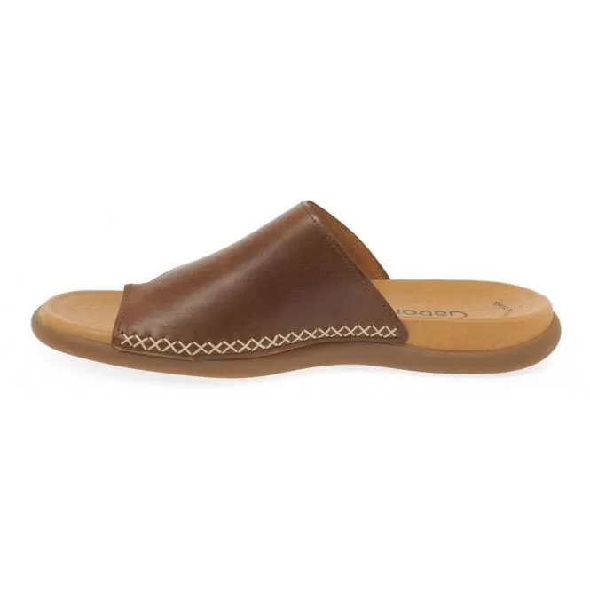 Gabor  Womens 700.24 Lanzarote Peanut Leather Toe-Loop Mules