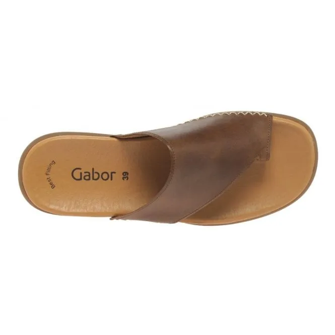 Gabor  Womens 700.24 Lanzarote Peanut Leather Toe-Loop Mules