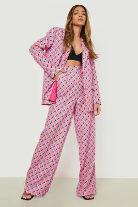 Geo Print Wide Leg Pants