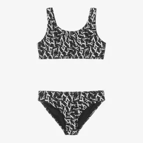 Girls Black Monogram Bikini