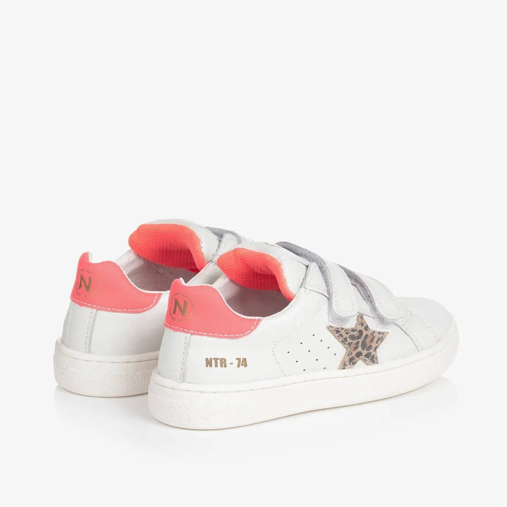 Girls White Leather Trainers 