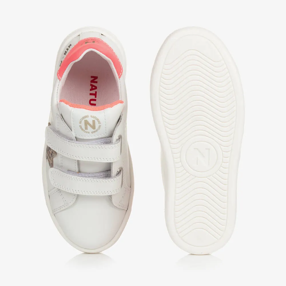 Girls White Leather Trainers 