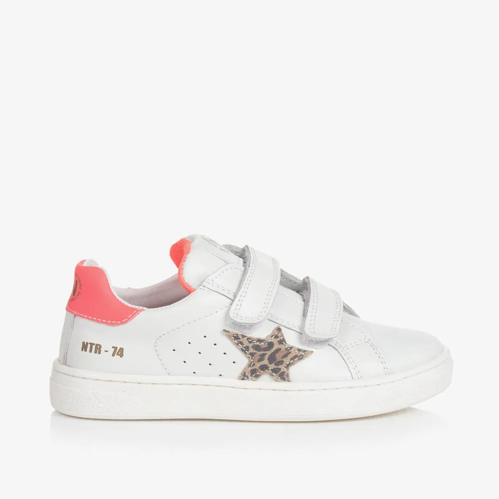 Girls White Leather Trainers 