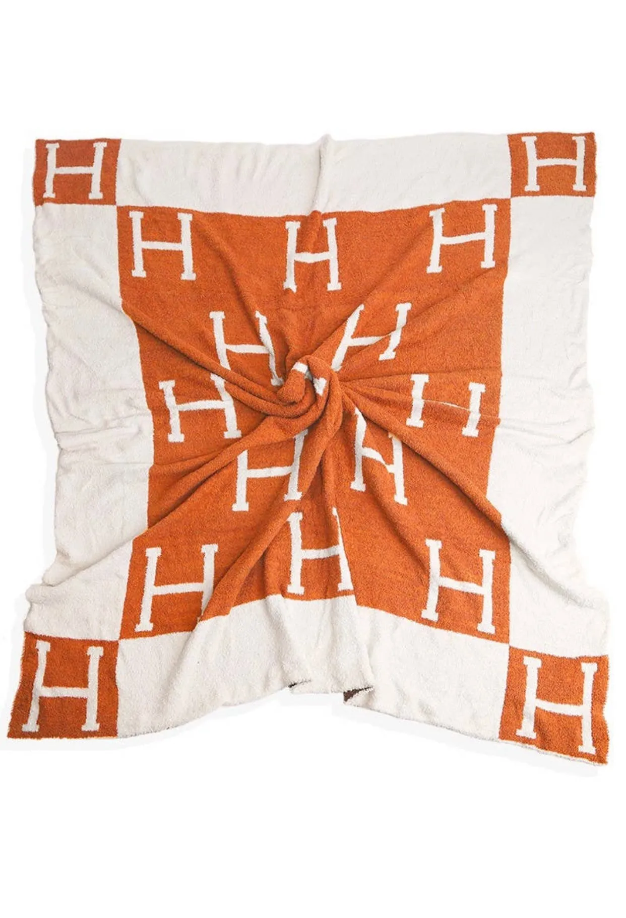 H-Patterned Fuzzy Blanket; Orange