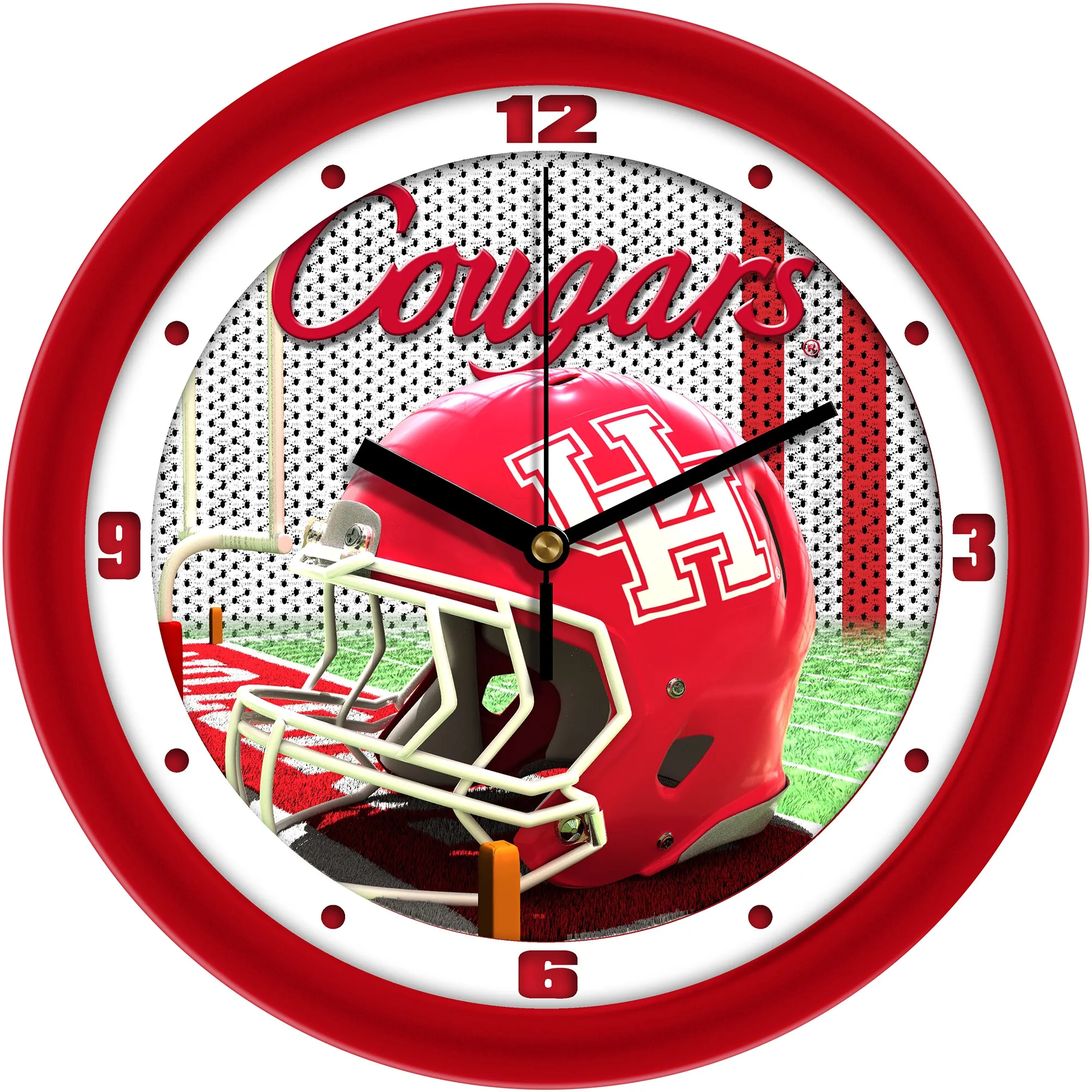 Houston Cougars 11.5'' Suntime Premium Glass Face Football Helmet Wall Clock