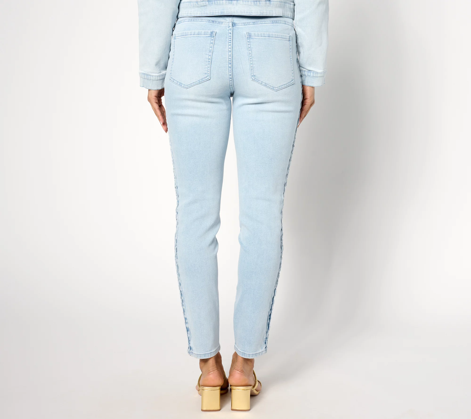 Isaac Mizrahi Live! Regular True Denim Slim Leg Jeans w/ Braid Detail