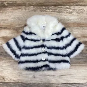 Janie & Jack Juno Valentine Striped Faux Fur Jacket sz 6-12m-