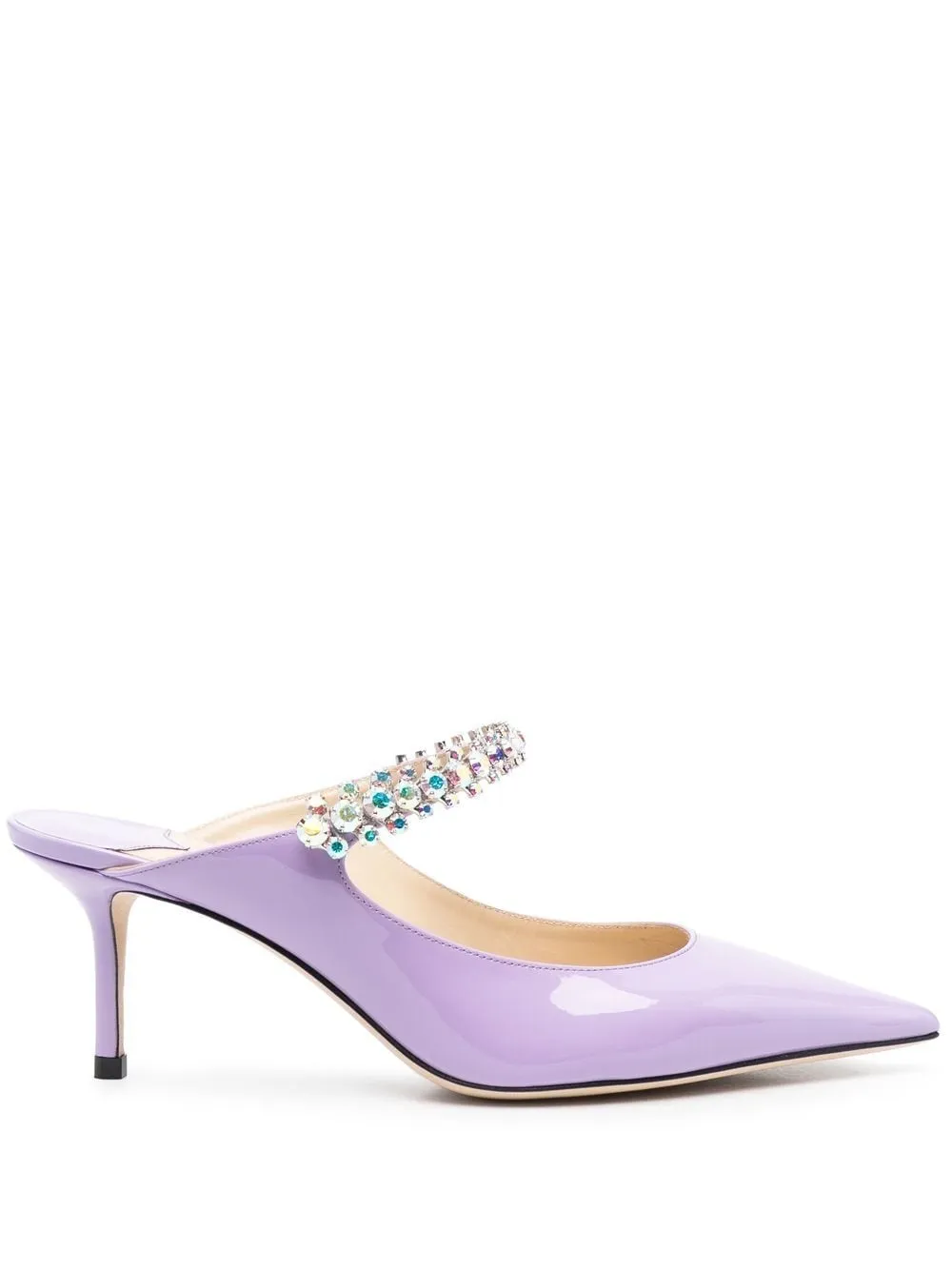 Jimmy Choo    Jimmy Choo Bing 65 Crystal Strap Patent Leather Mules