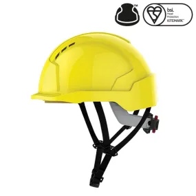 JSP EVOlite Yellow Micro Peak Helmet with Linesman Wheel Ratchet