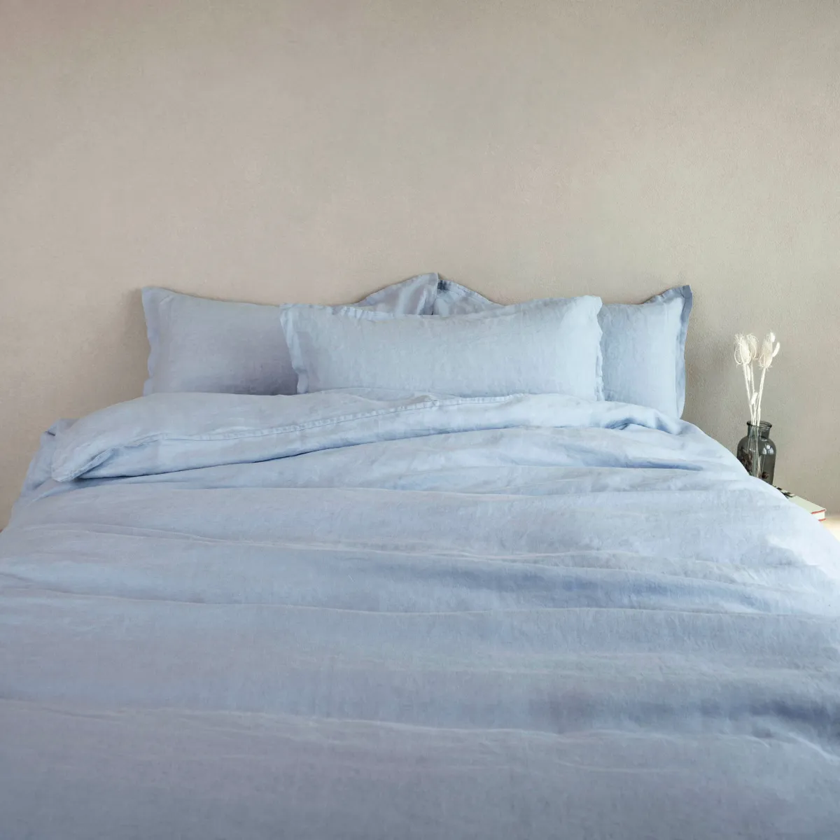 Kapok Comforts   King Linen Duvet Cover Blue Fog