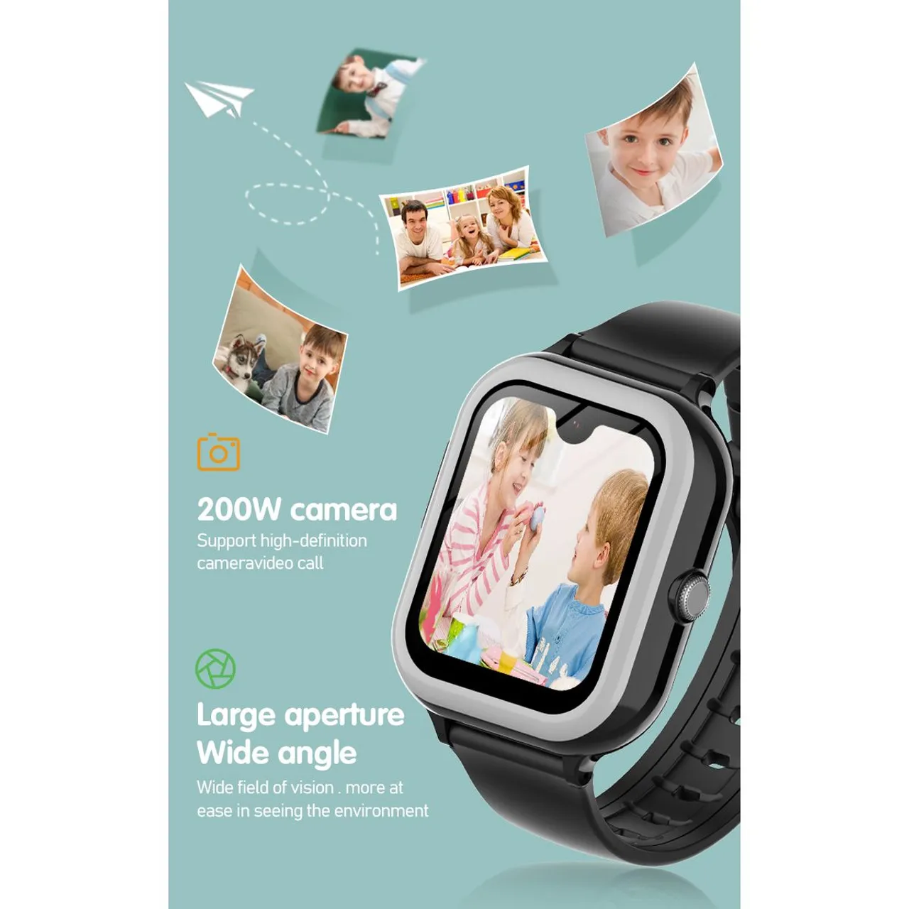 Kids smart watch 1.78 HD Screen,2 Megapixels Under Screen Camera,AMOLED, vedio call, Safety Calls, Camera, GPS,SOS,WHATSAPP boys