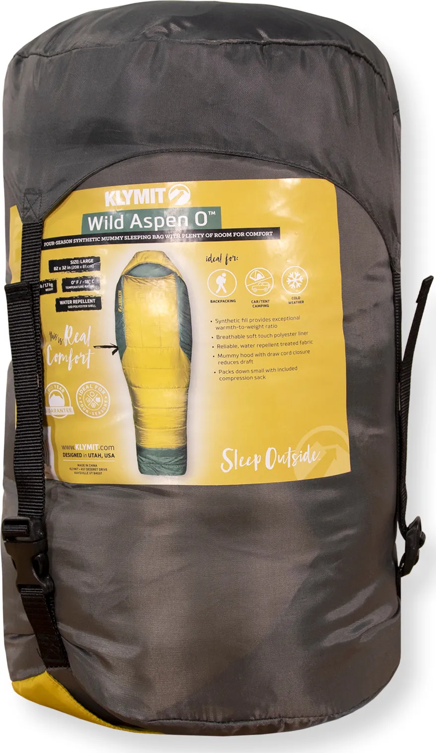 Klymit Wild Aspen 0 Sleeping Bag Yellow | Buy Klymit Wild Aspen 0 Sleeping Bag Yellow here | Outnorth