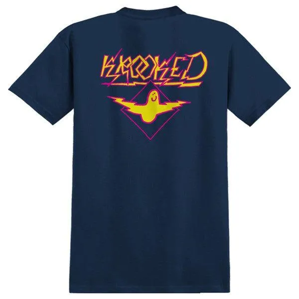 Krooked Skateboards Bird Lightening T-Shirt Navy