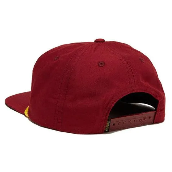 Krooked Skateboards Slow Feet Unstructured Snapback Hat Burgundy