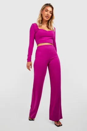 Long Sleeve Crop Top & Wide Leg Pants