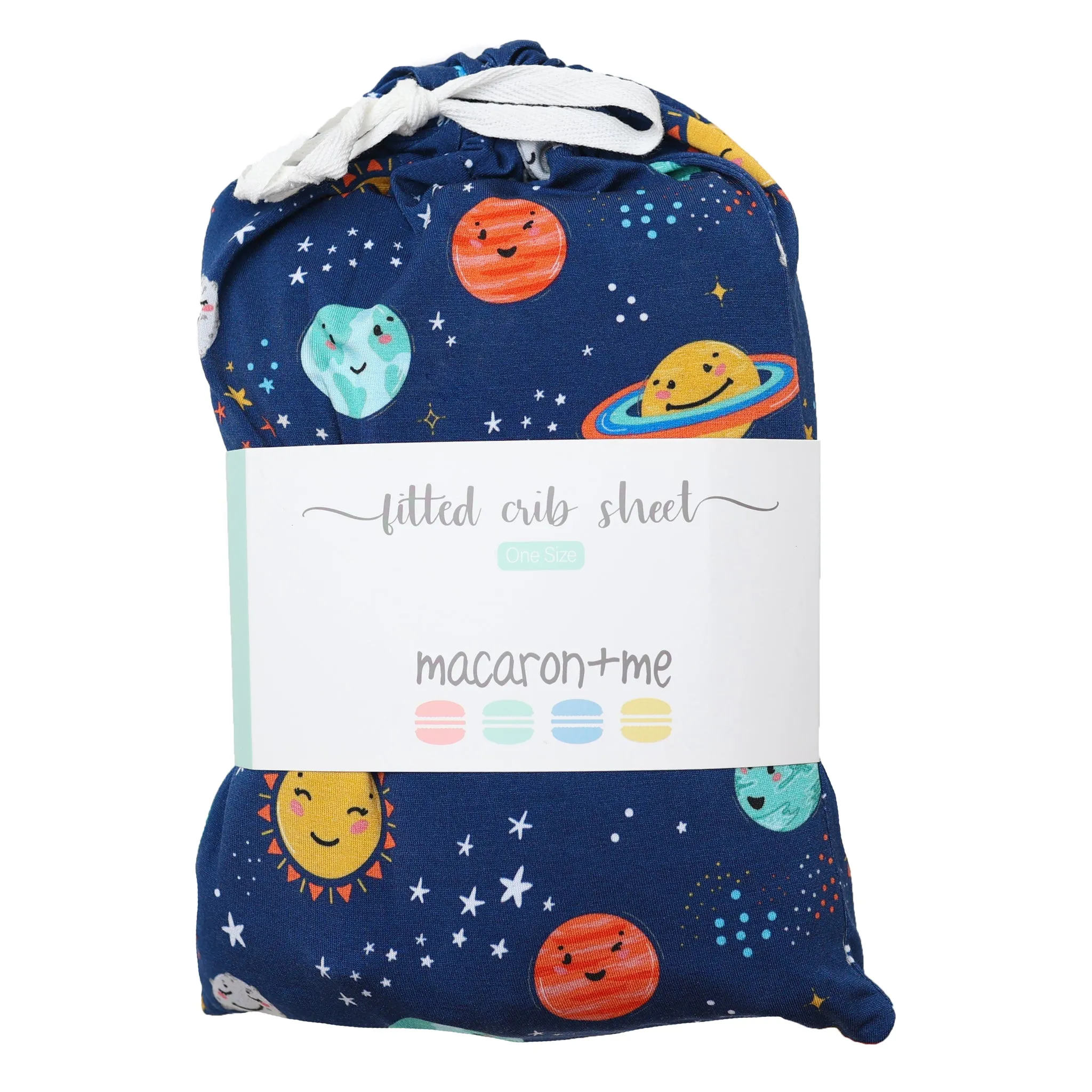 macaron+me Peaceful Planets Bamboo Viscose Crib Sheet