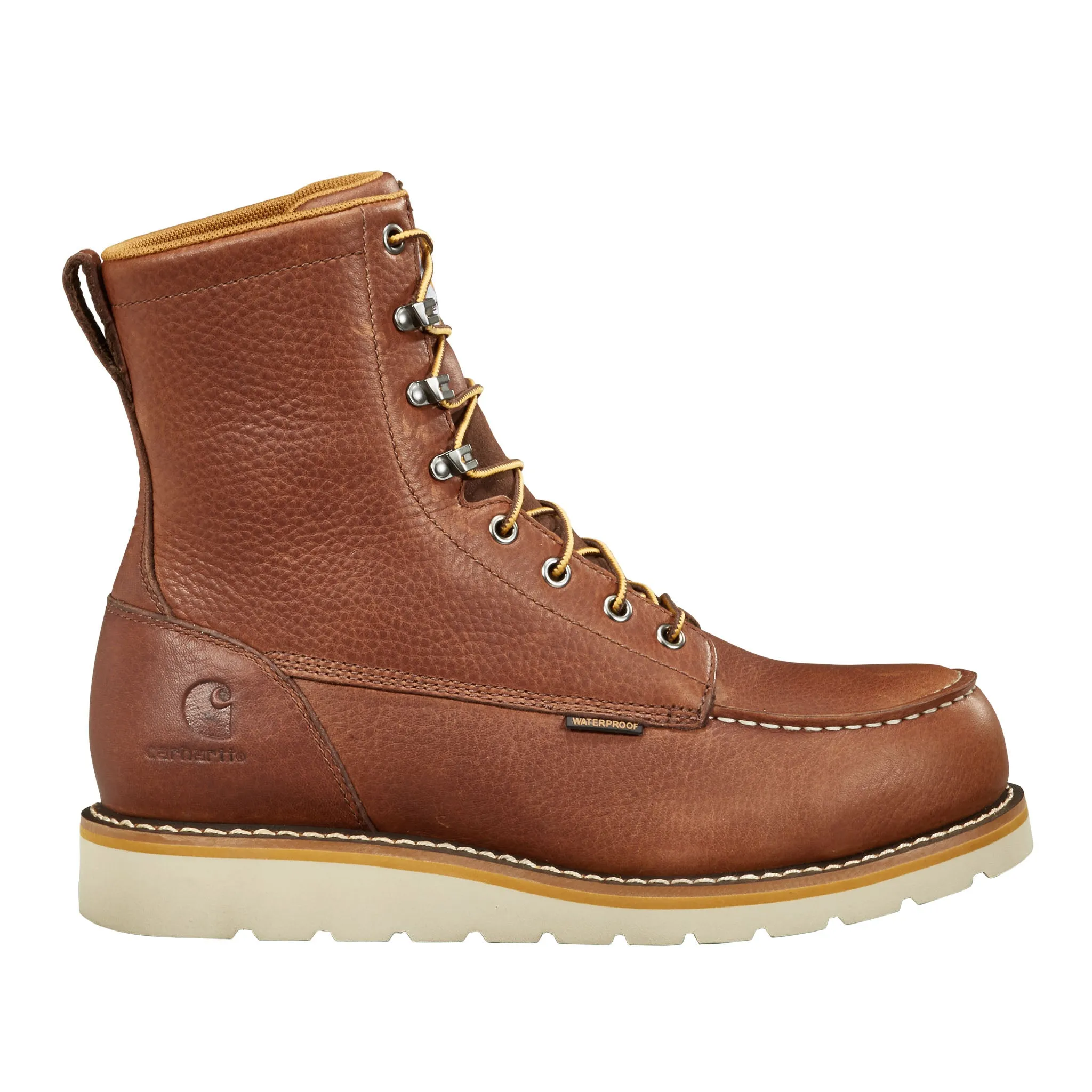 MEN'S CARHARTT WATERPROOF 8'MOC STEEL TOE WEDGE WORK BOOT | REDWOOD