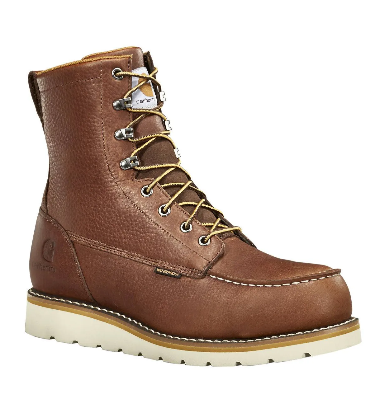 MEN'S CARHARTT WATERPROOF 8'MOC STEEL TOE WEDGE WORK BOOT | REDWOOD