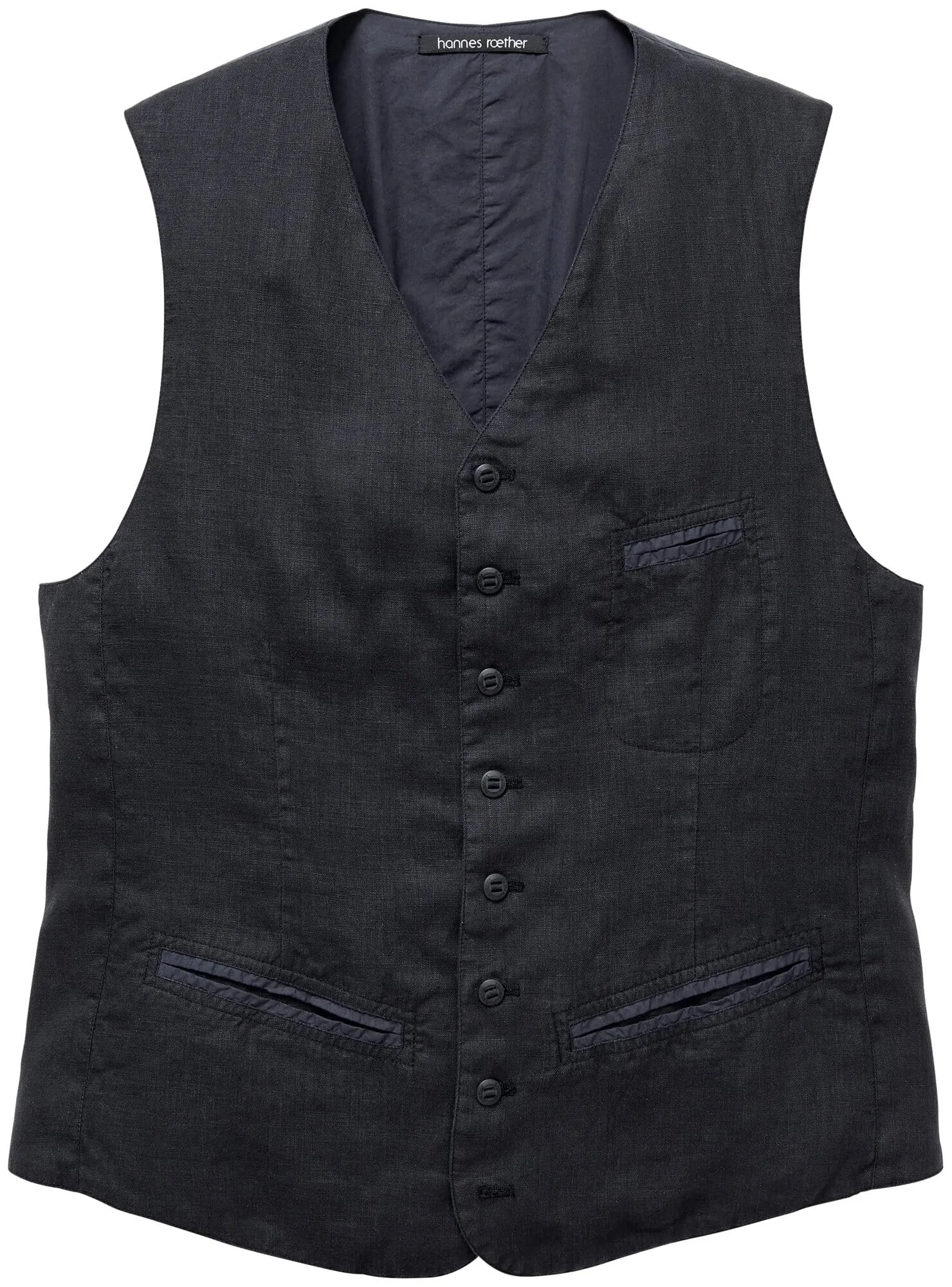 Men's linen vest, Black-blue | Manufactum