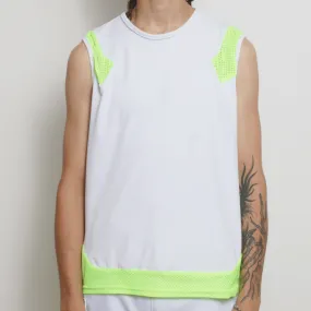 MESHED UP VEST WHITE / YELLOW