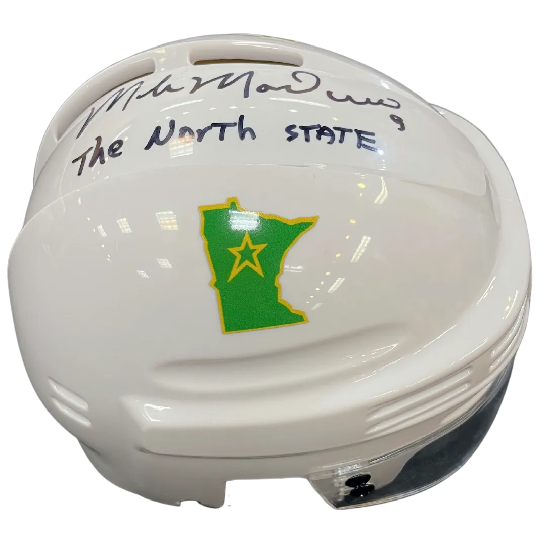 Mike Modano Autographed SotaStick Art North State Mini Helmet (Numbered Edition)