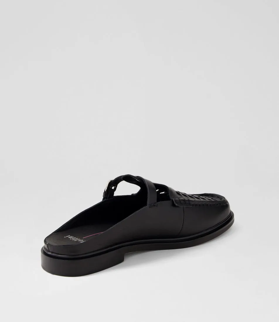 MOLLINI Gato Black Leather Mules