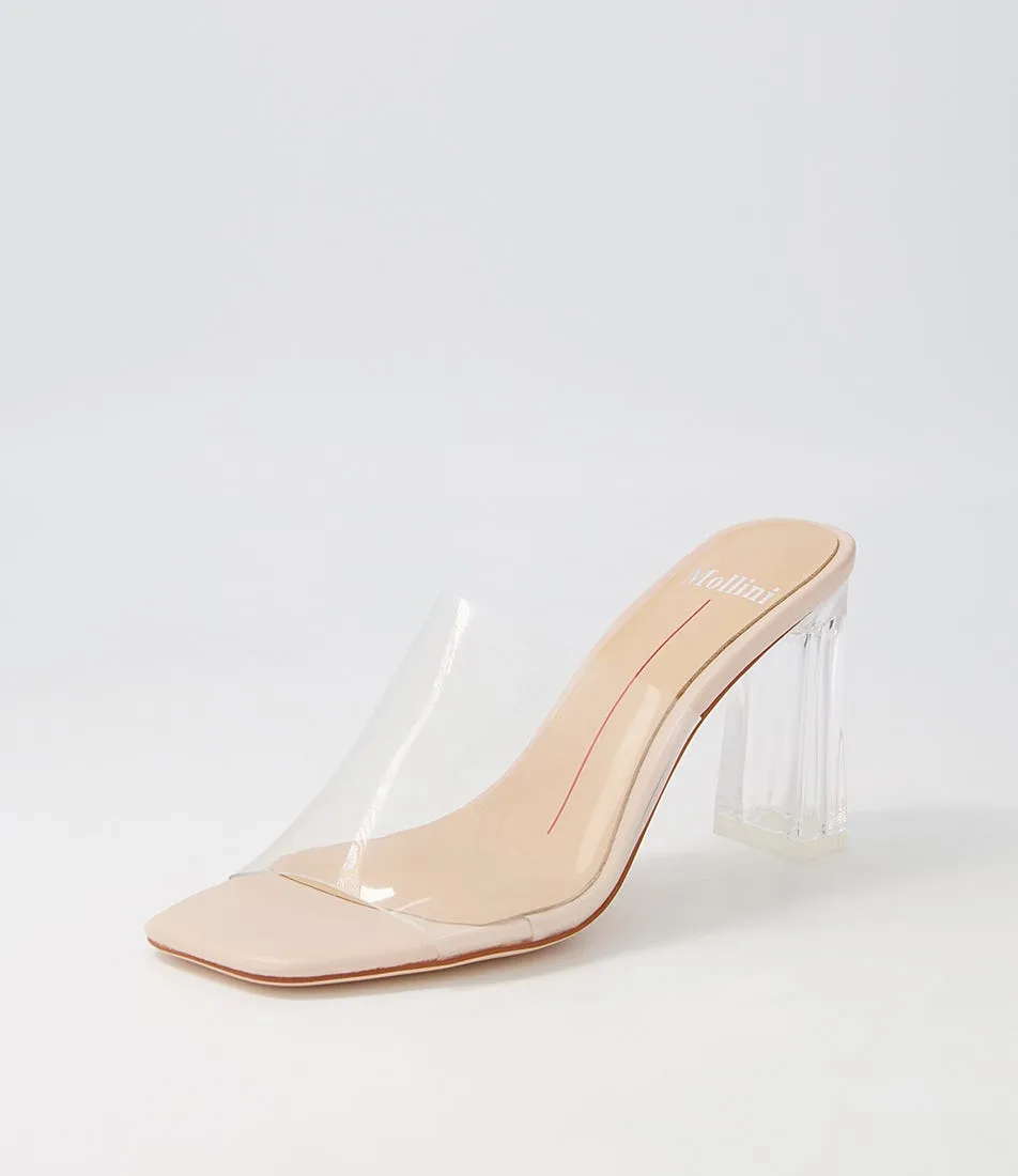 MOLLINI Sarra Clear Nude Vinylite Leather Mules