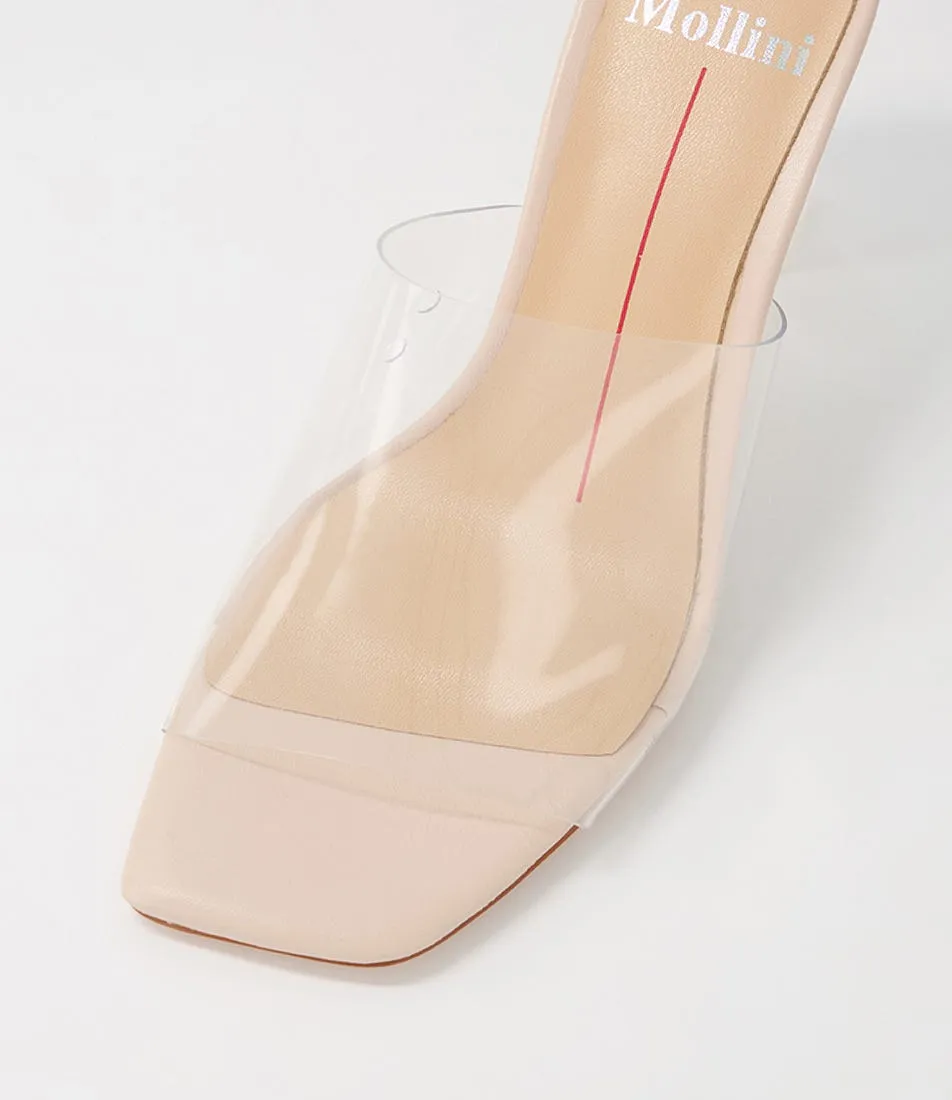 MOLLINI Sarra Clear Nude Vinylite Leather Mules