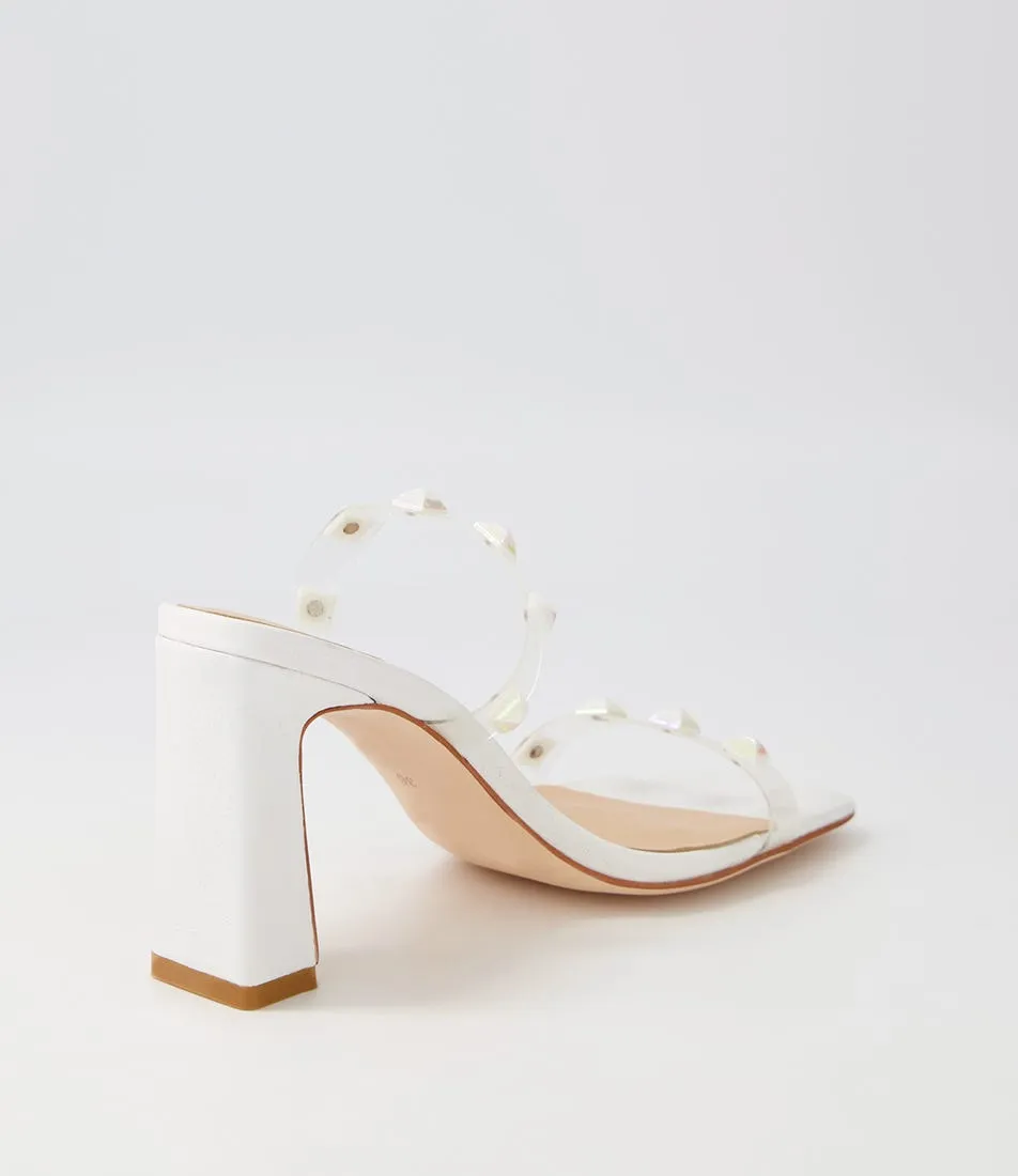 MOLLINI Stars White Pearl Stud Vinylite Leather Mules