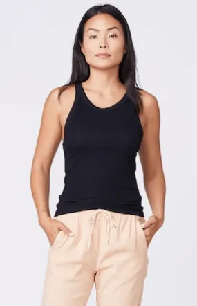 Monrow Rib Narrow Tank in Black