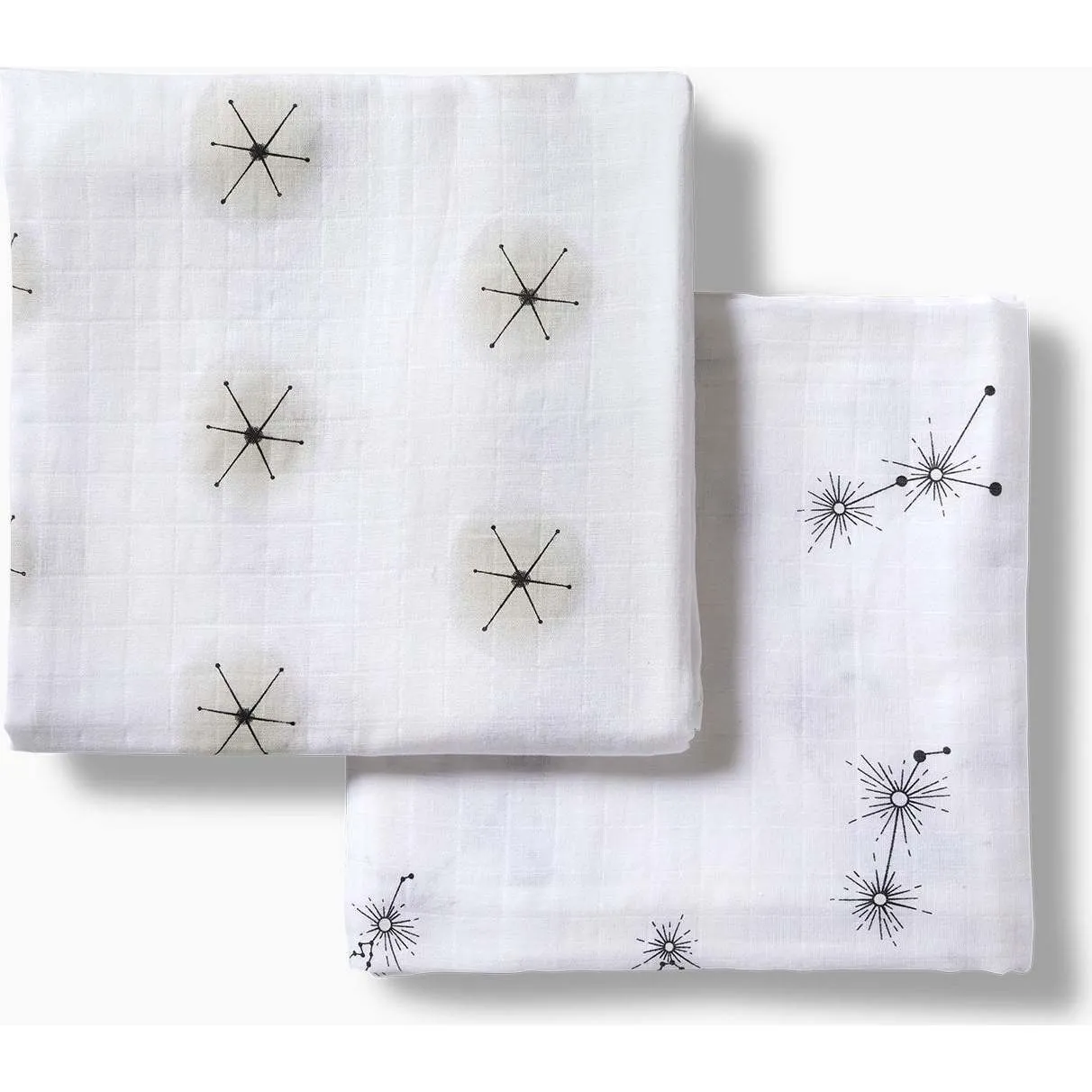 Moonjax Swaddle Blanket 2PK  Constellation & Star Dust, White