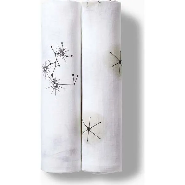 Moonjax Swaddle Blanket 2PK  Constellation & Star Dust, White