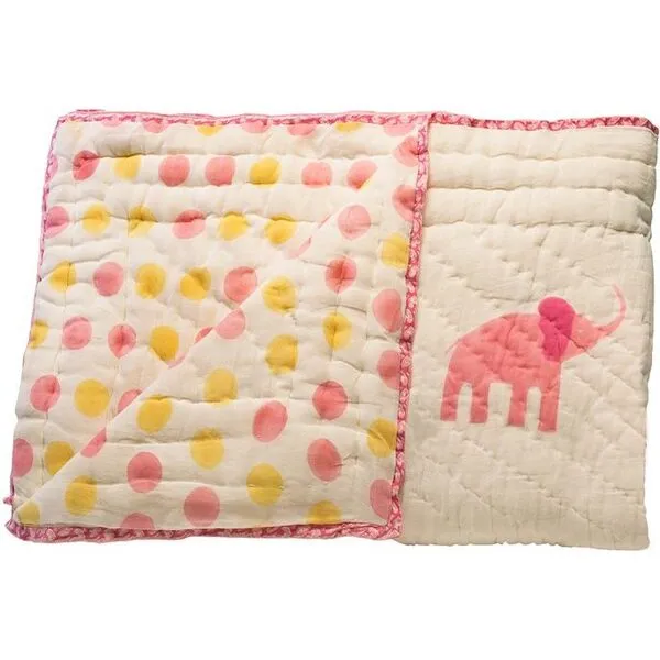 Naaya by Moonlight Pink elephant Organic Quilt