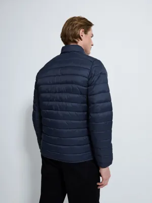 Navy Padded Lightweight Funnel Neck Jacket | Men | George at ASDA