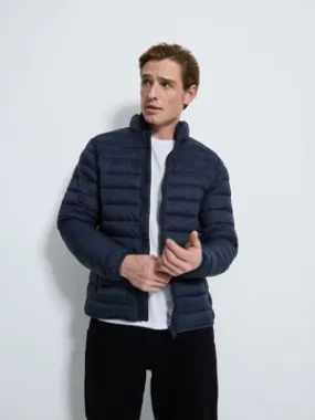 Navy Padded Lightweight Funnel Neck Jacket | Men | George at ASDA