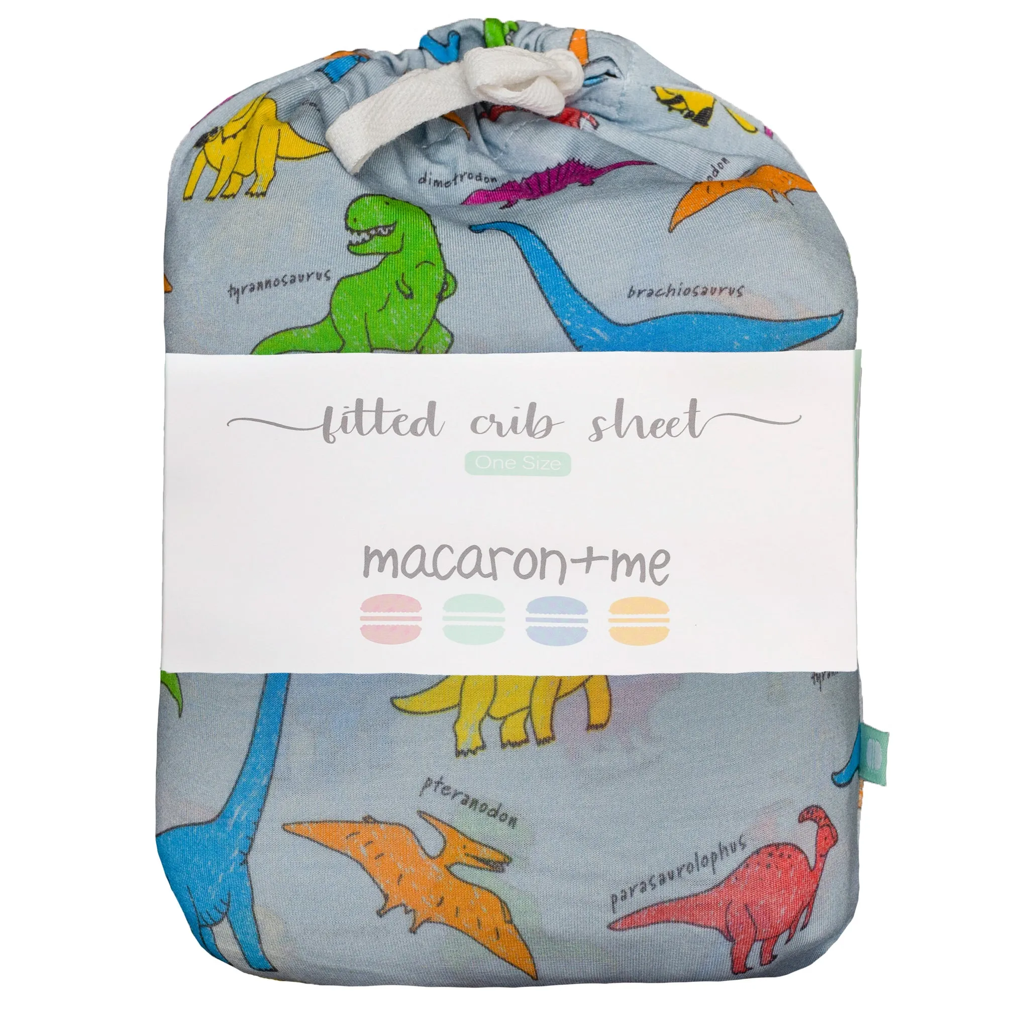 Neon Dinos Bamboo Viscose Crib Sheet from macaron + me