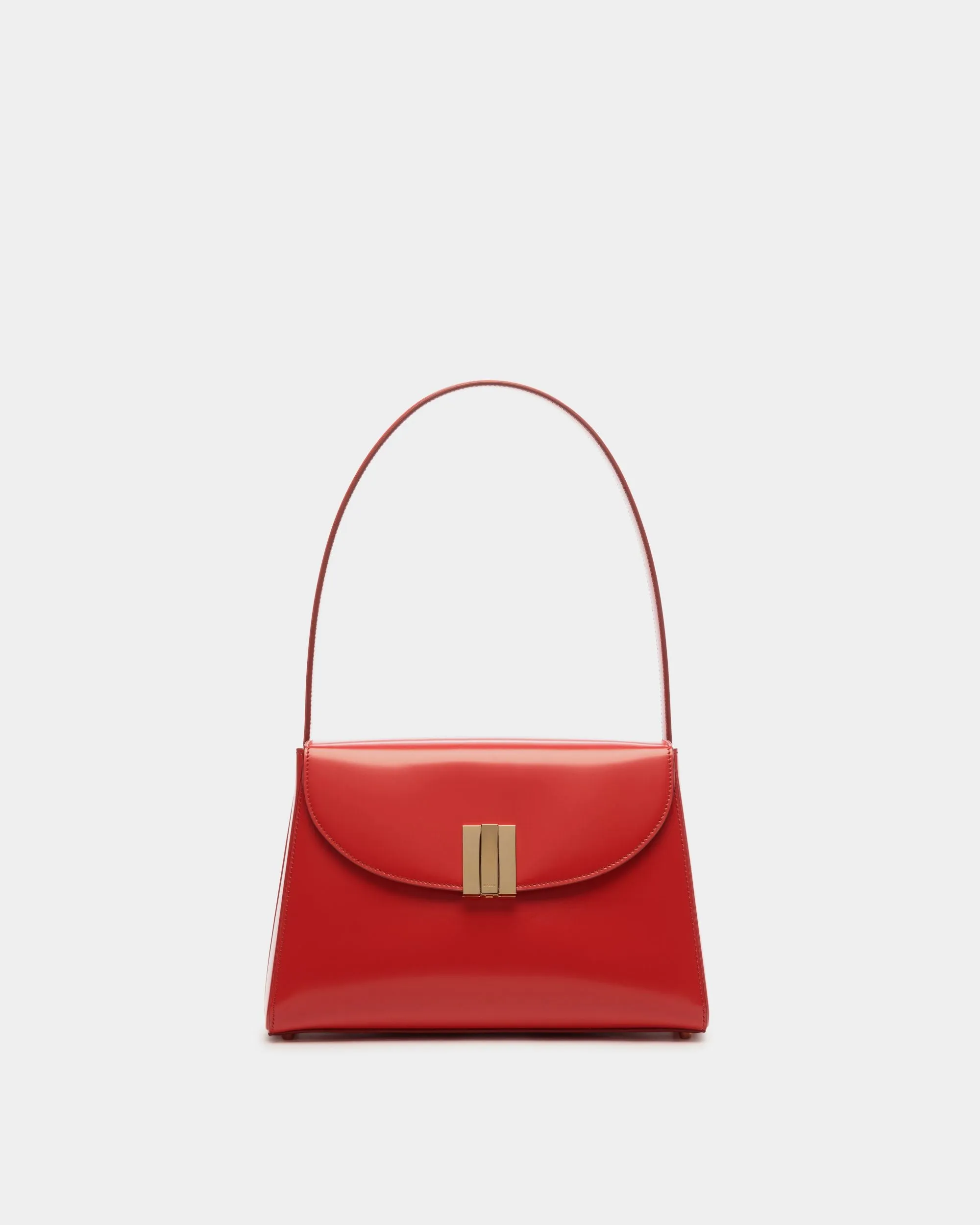 Ollam Shoulder Bag in Candy Red Brushed Leather 