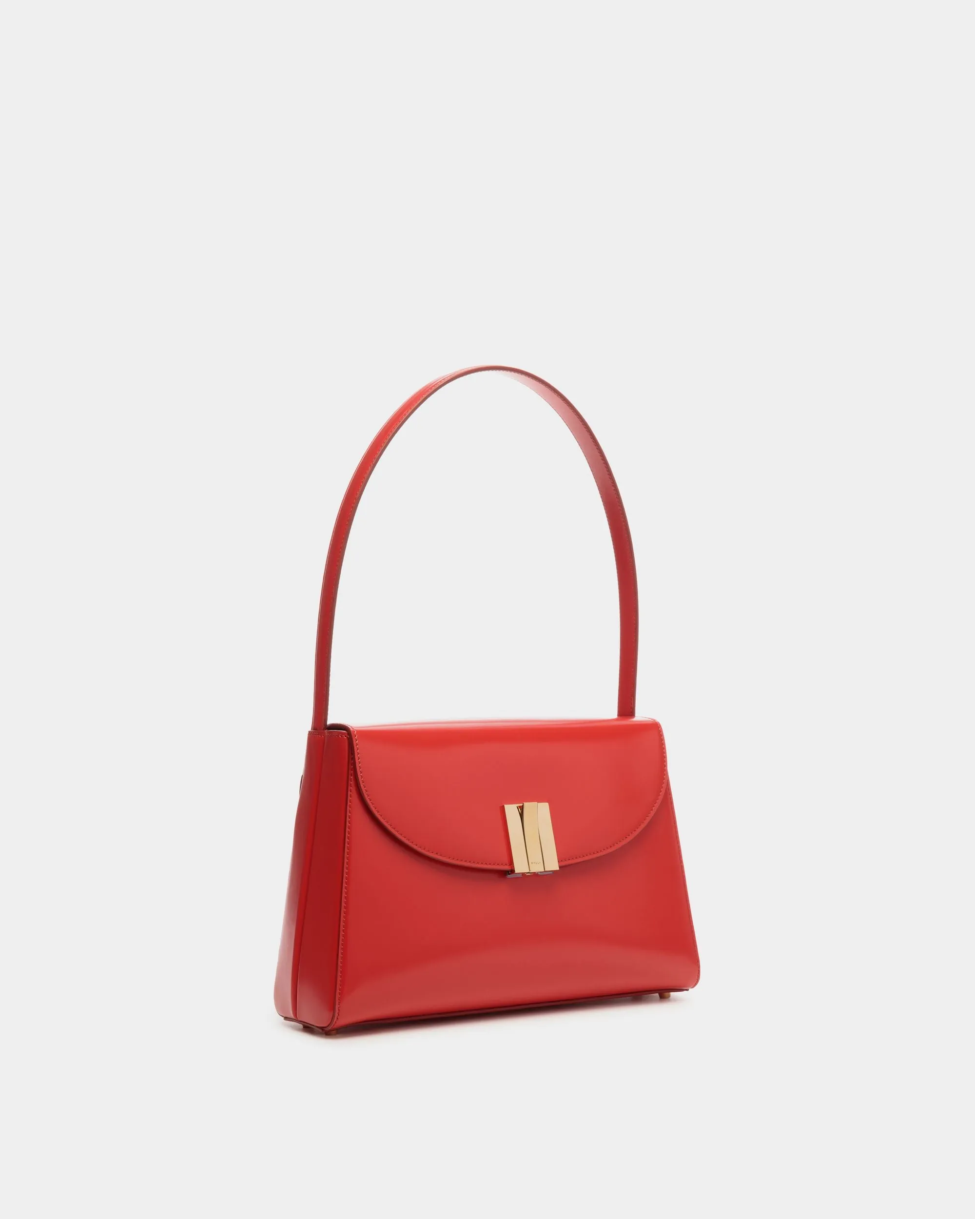 Ollam Shoulder Bag in Candy Red Brushed Leather 