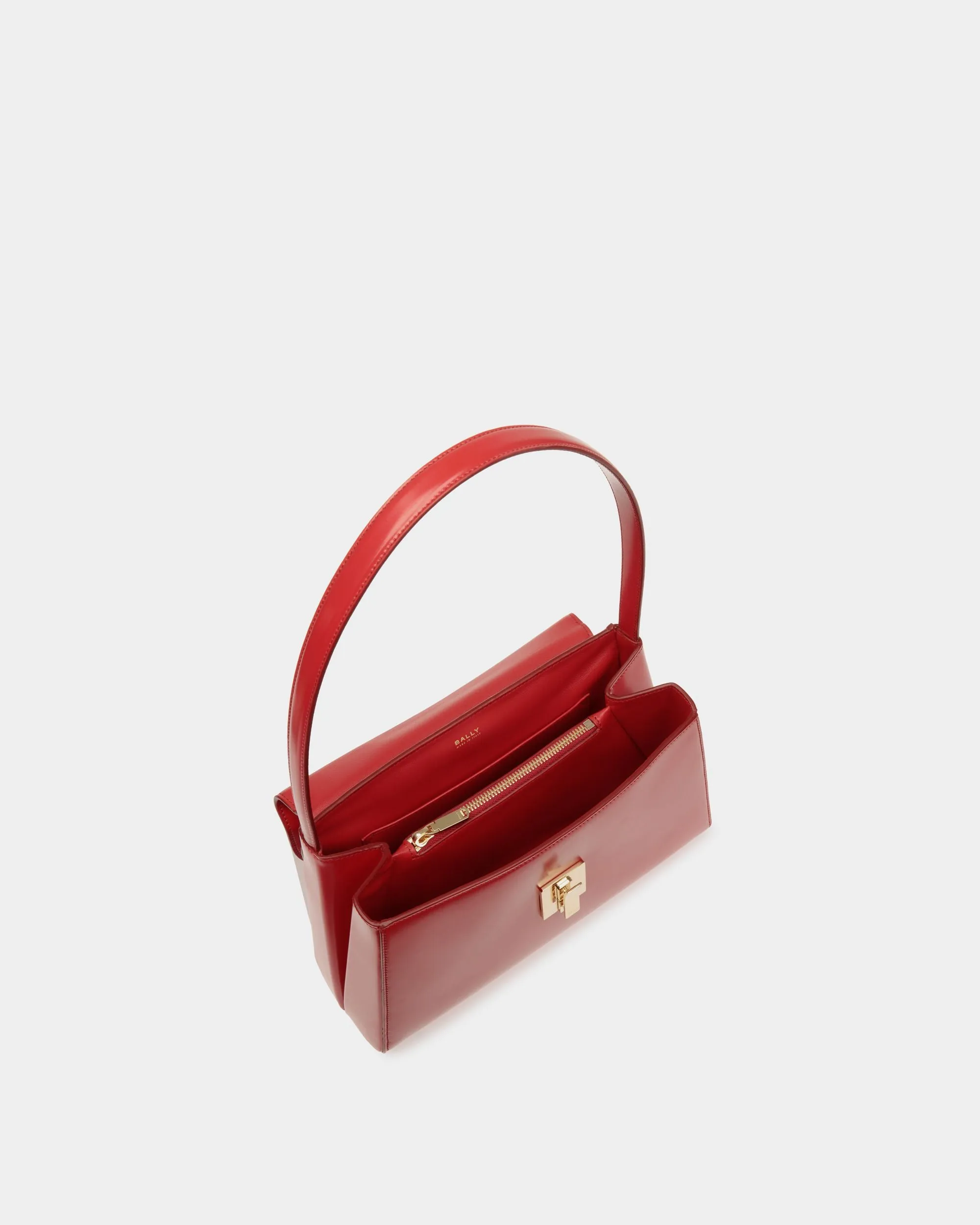 Ollam Shoulder Bag in Candy Red Brushed Leather 