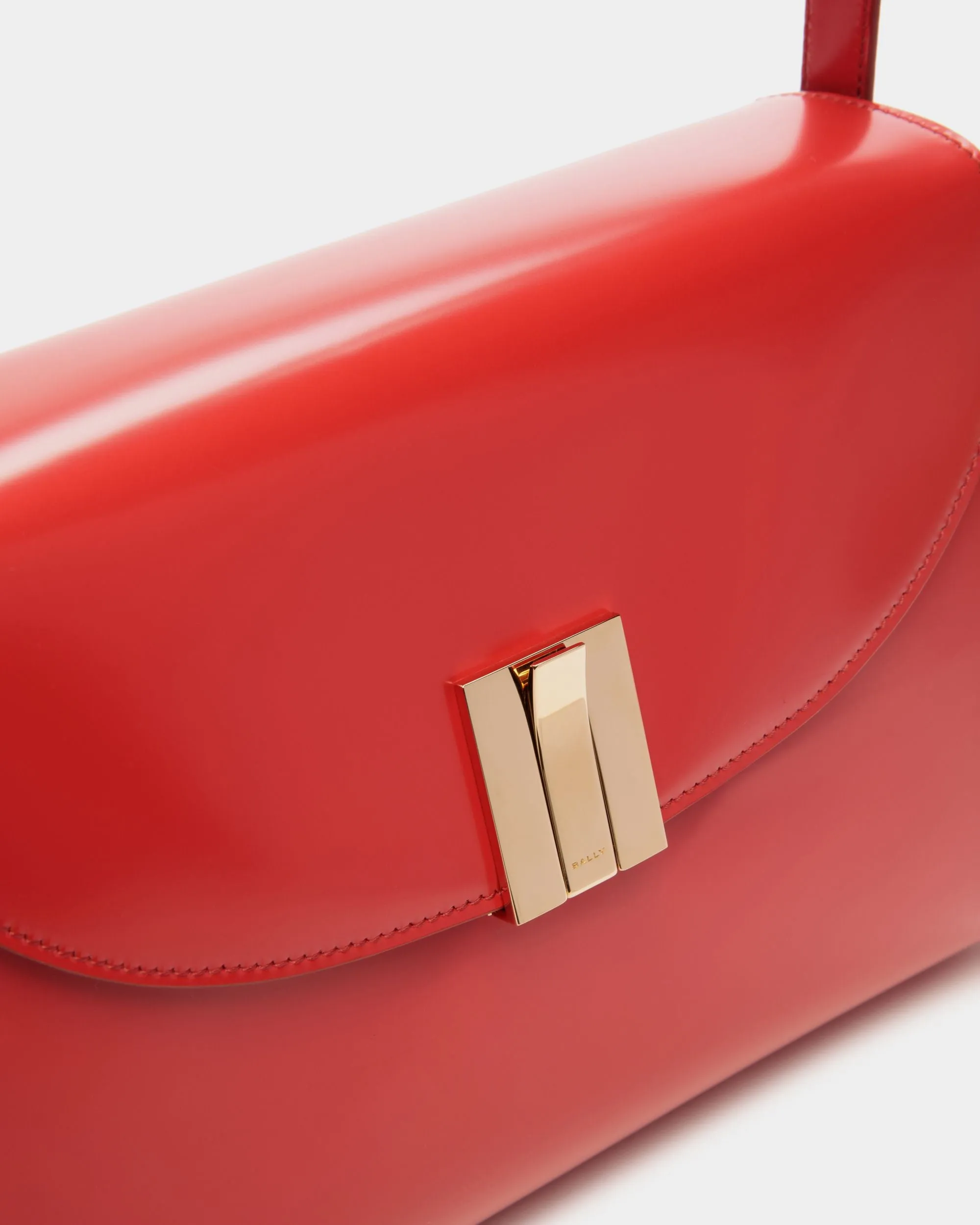 Ollam Shoulder Bag in Candy Red Brushed Leather 