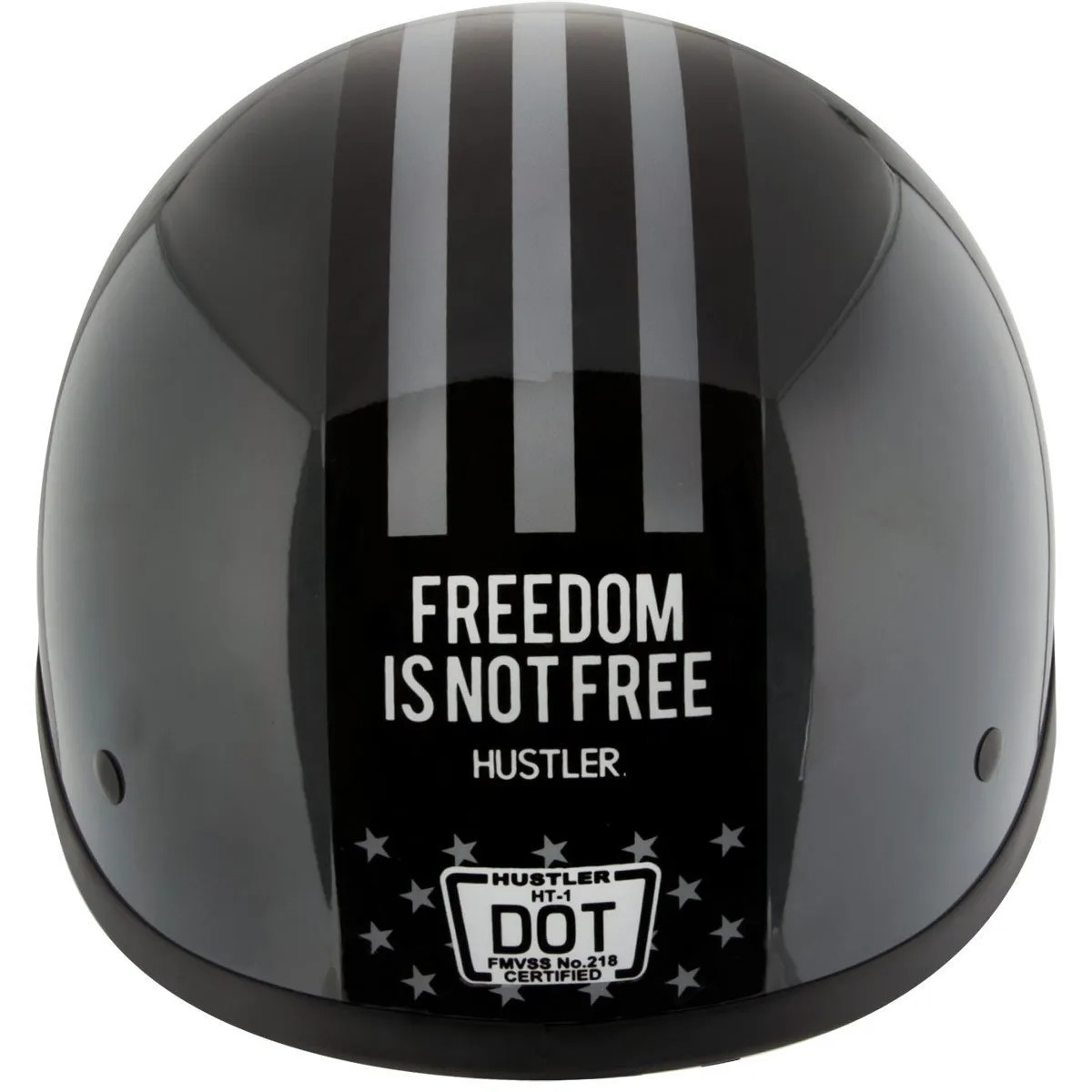 Outlaw Helmets HT1 Hustler Glossy Gray Freedom is Not Free Motorcycle Half Helmet for Men & Women DOT Approved - Adult Unisex Sk