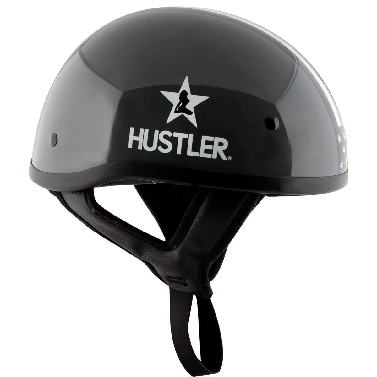 Outlaw Helmets HT1 Hustler Glossy Gray Freedom is Not Free Motorcycle Half Helmet for Men & Women DOT Approved - Adult Unisex Sk